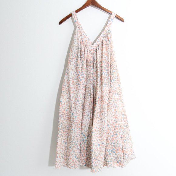 Azeeza Midi Tent Tank Dress V-Neck Polka Dot Spotted Pink Blue White One Size - Picture 7 of 11